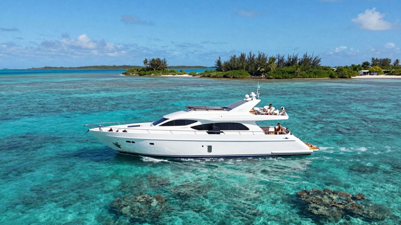 Luxury yacht sailing in Florida Keys turquoise waters.