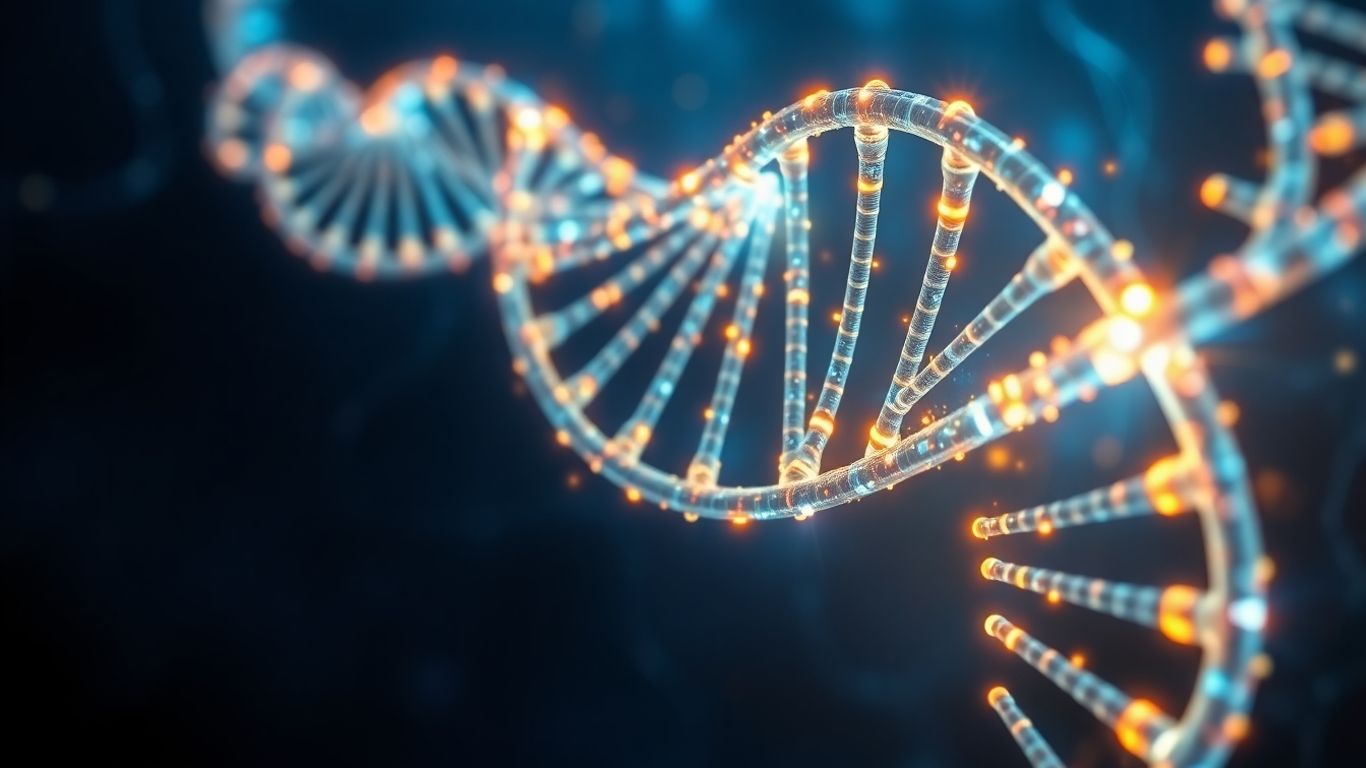 DNA helix merging with digital circuits, symbolizing AI in biology.