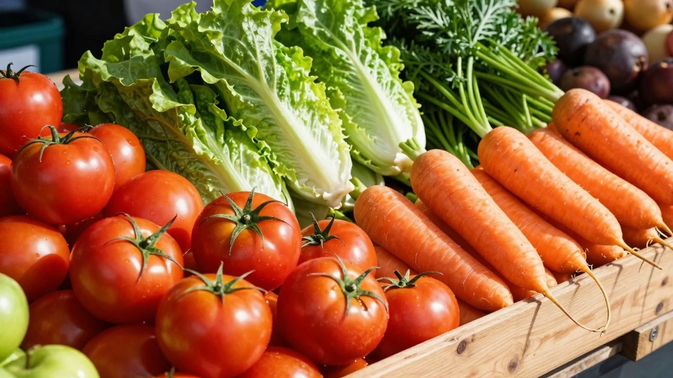 Frisches regionales Gemüse auf einem Marktstand