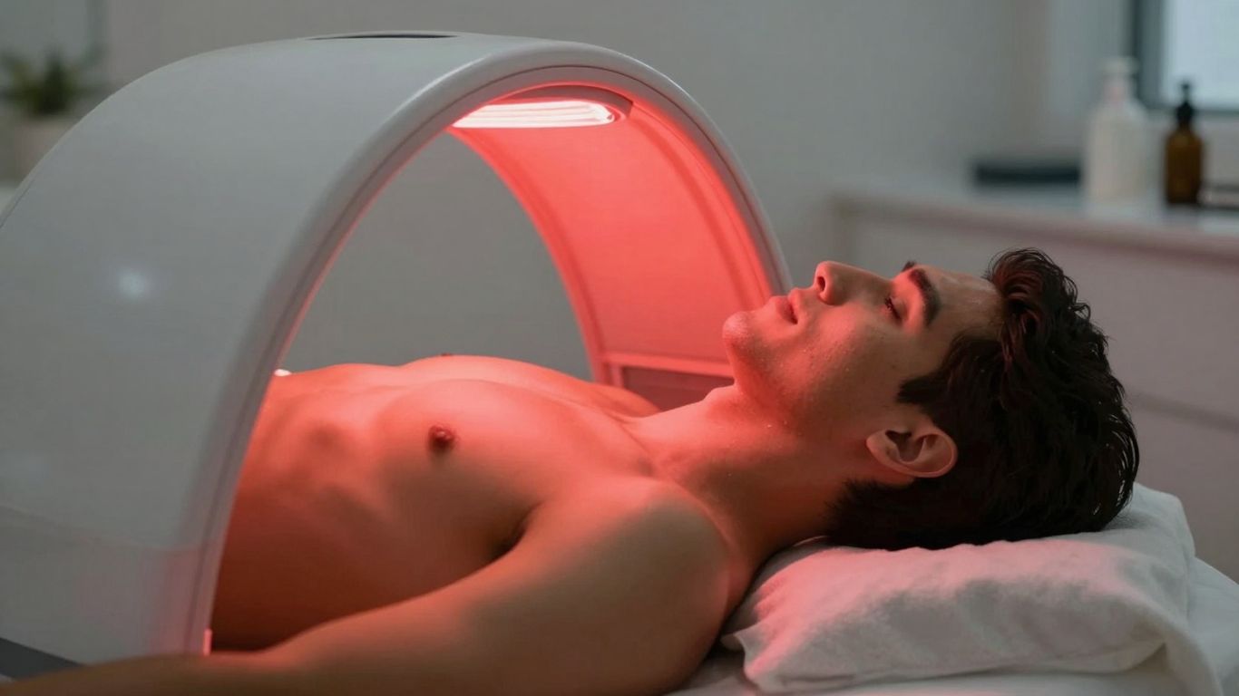 Red light therapy session for wellness and weight loss.