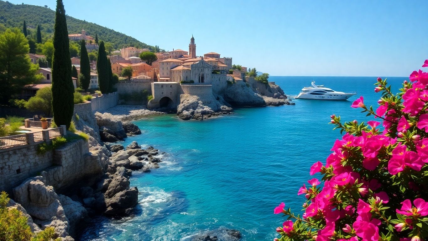 Luxury yacht sailing on the azure Dalmatian coast.