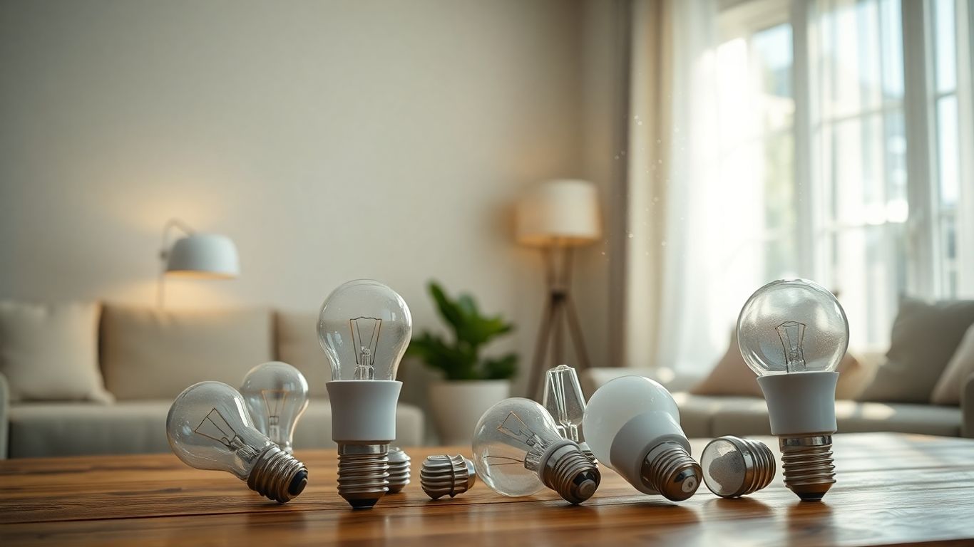 Various LED light bulbs glowing brightly.