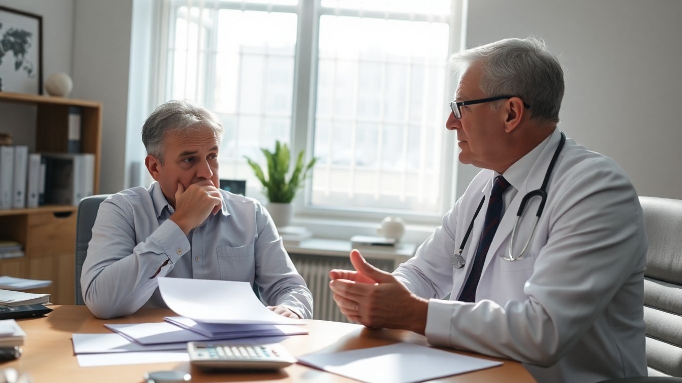 Un patient inquiet consulte son médecin dans un cabinet.