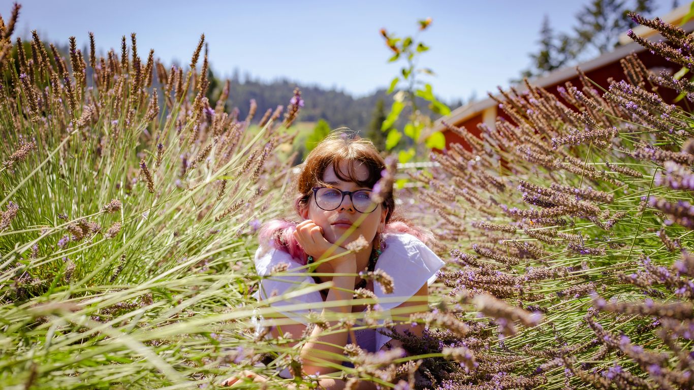 a girl in a field