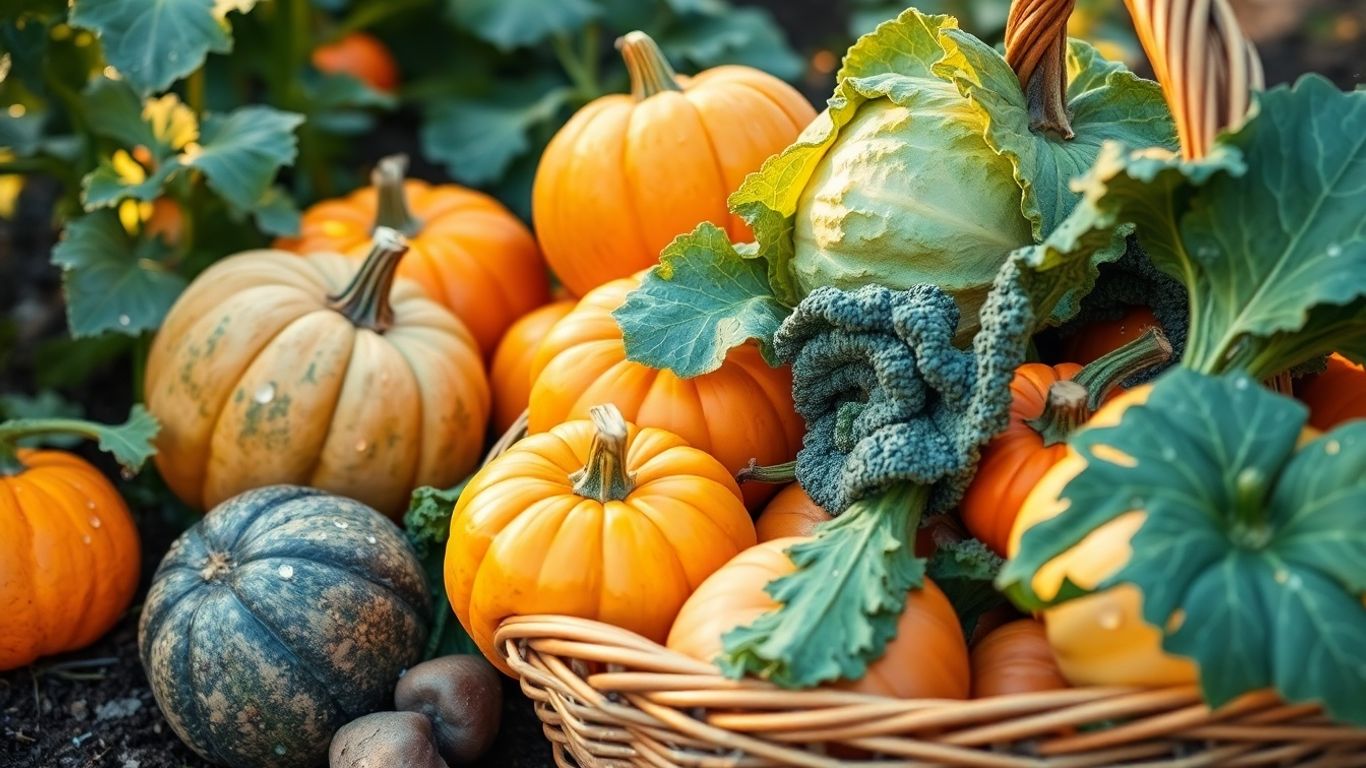 Reife Spätgemüse im herbstlichen Garten