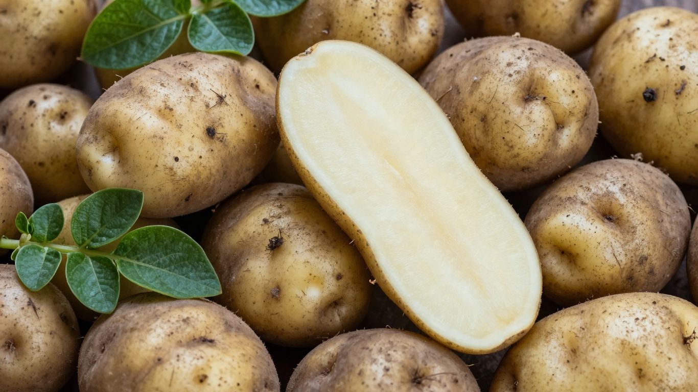 Biologische aardappelen met groene blaadjes