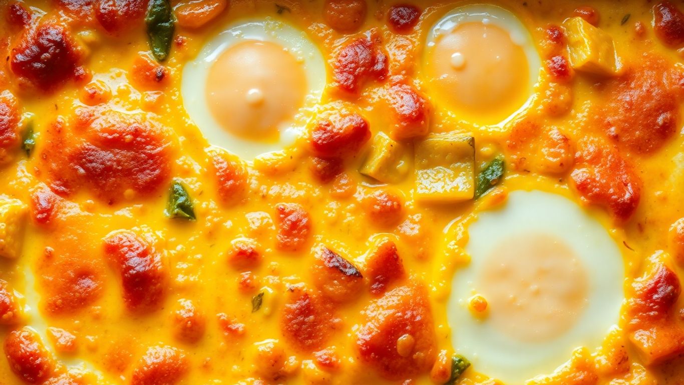 Healthy breakfast casserole with eggs and vegetables.