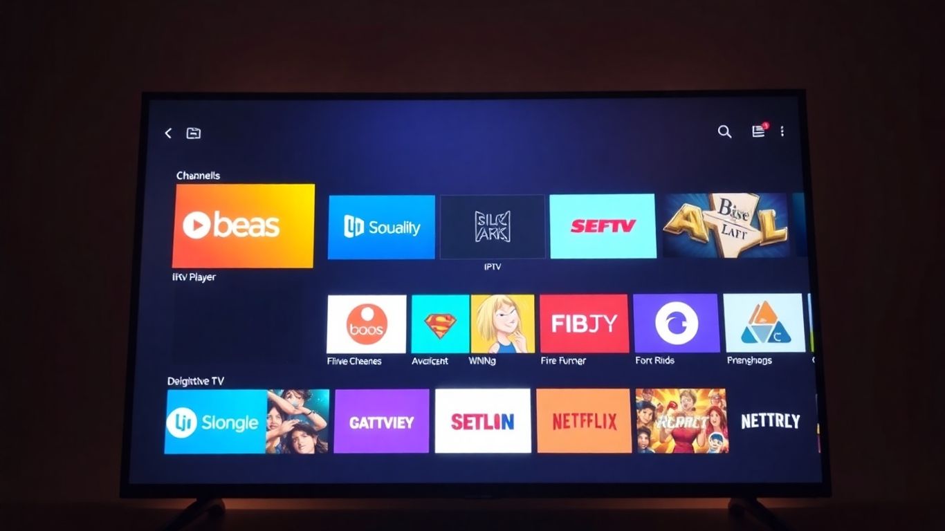 Android TV screen showing TiviMate IPTV player interface