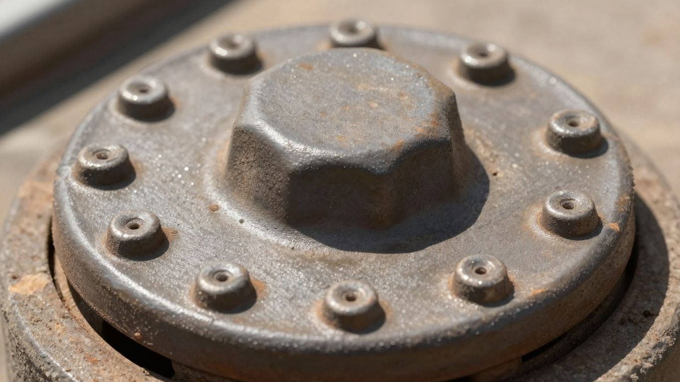 Close-up of a secure well cap on a water well.