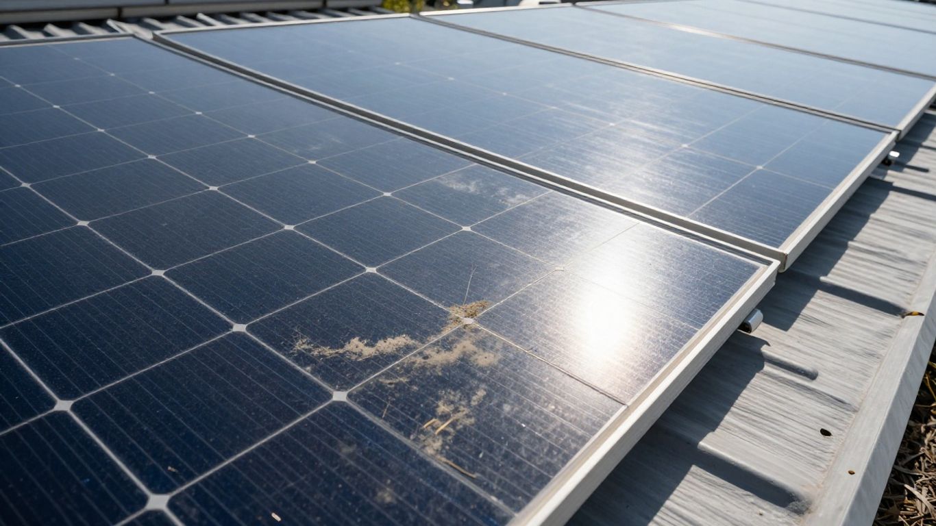 Panneaux solaires sales et propres côte à côte.