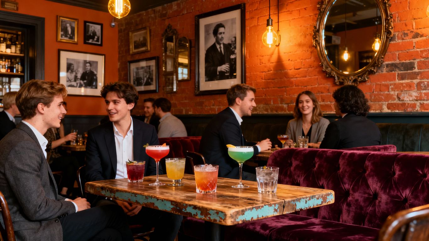 Cozy Camden cocktail bar with colorful drinks and vintage decor