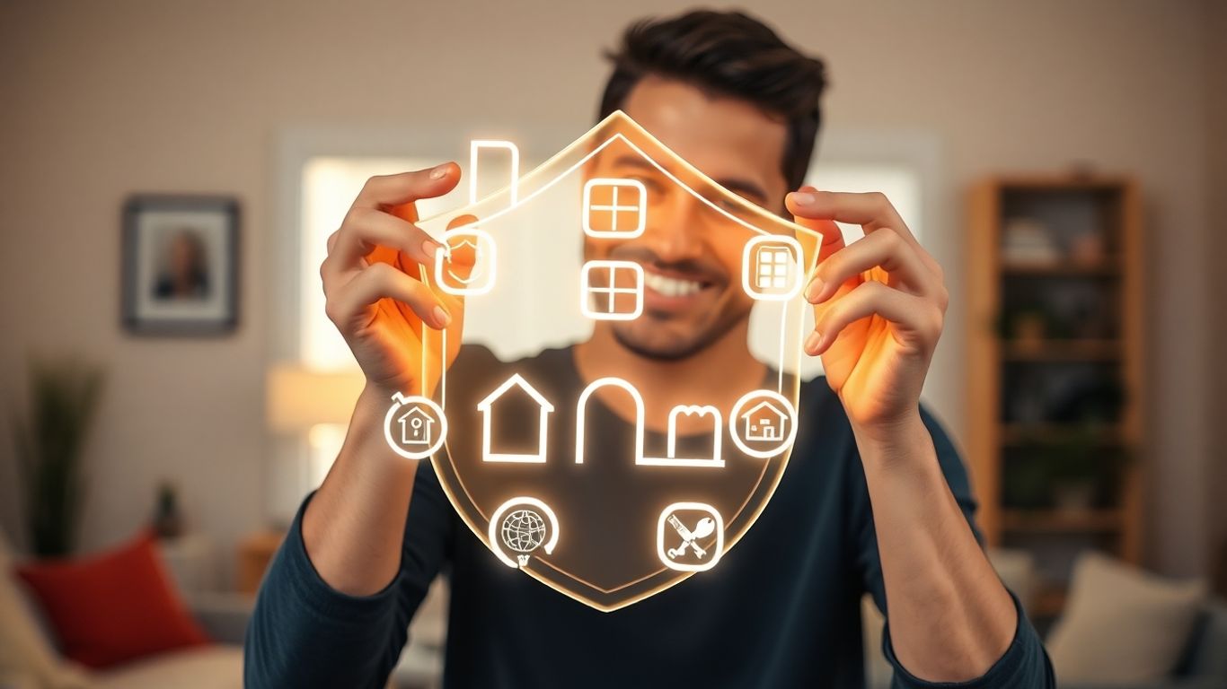 Casa protegida con escudo personalizable y brillante.