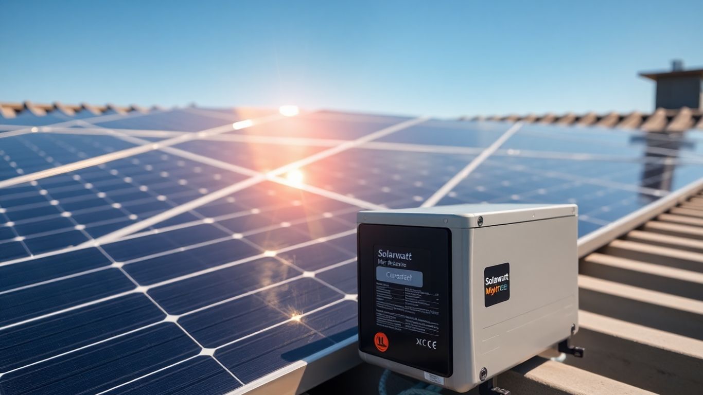 Solarwatt solar panels and MyReserve battery on a roof.