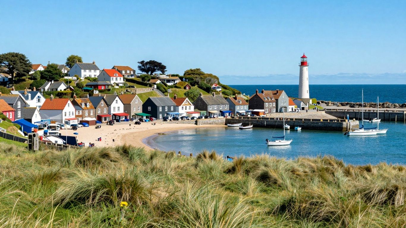 Haven van Breskens met boten en de zee