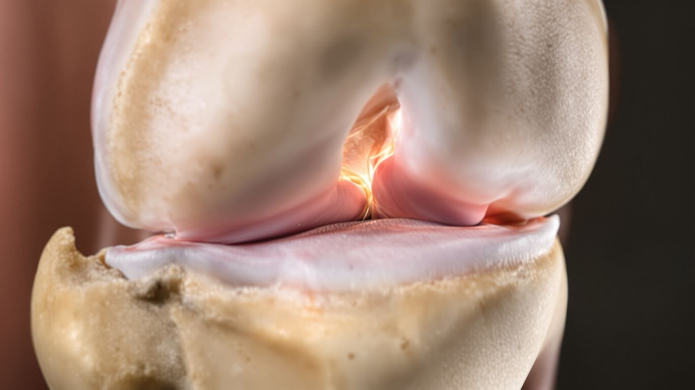 Rodilla humana con menisco visible.