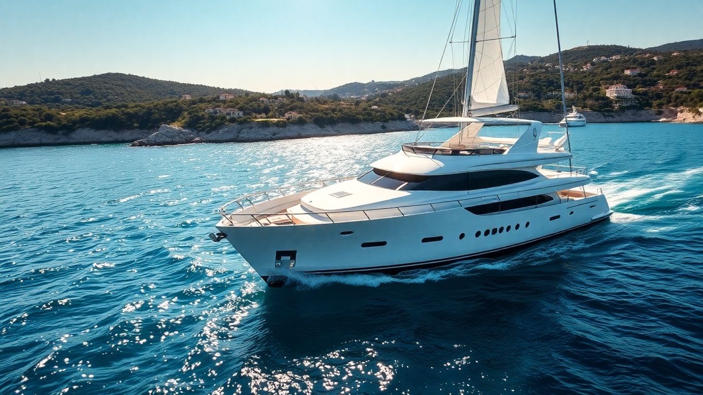 Luxury yacht sailing near Croatian coast