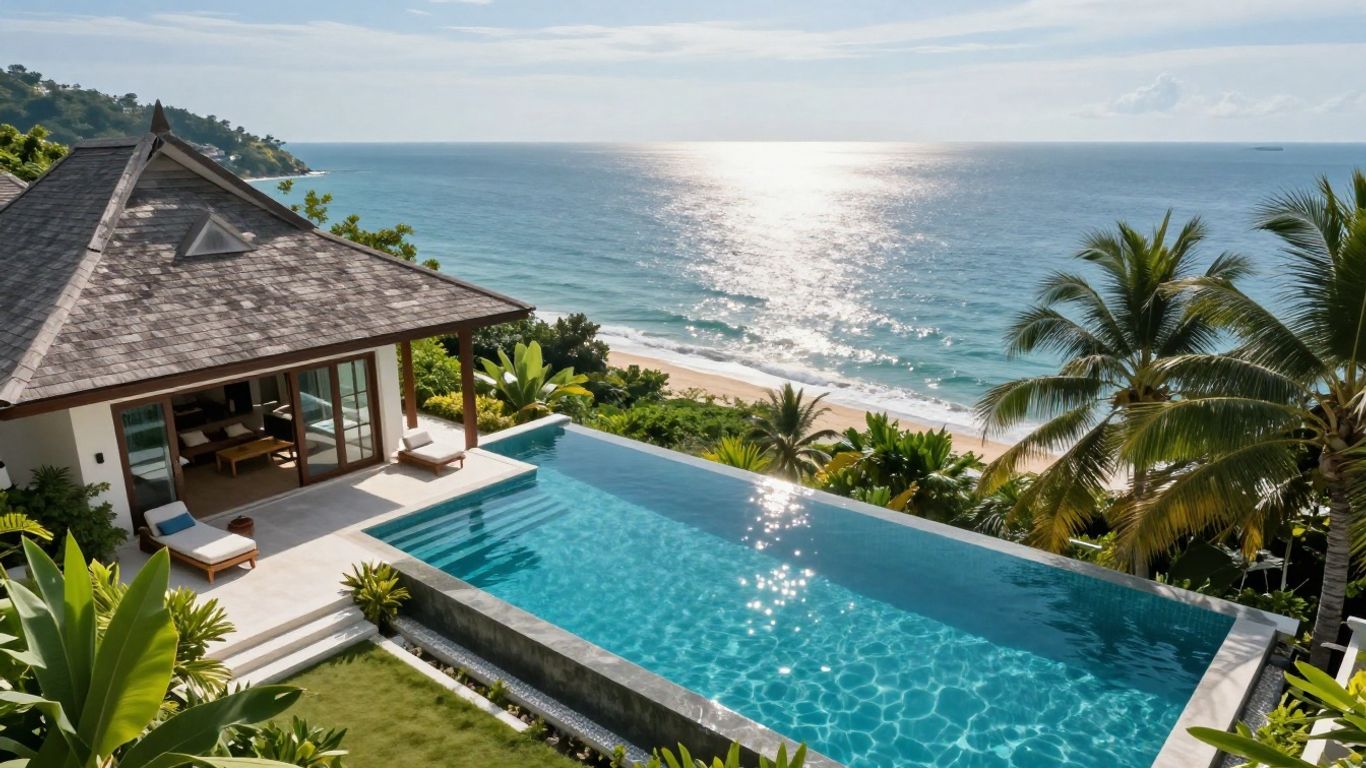 Luxury Phuket villa with ocean view and infinity pool.
