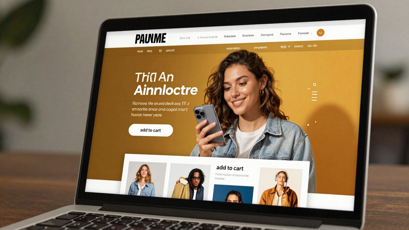 E-commerce product page on a laptop screen.