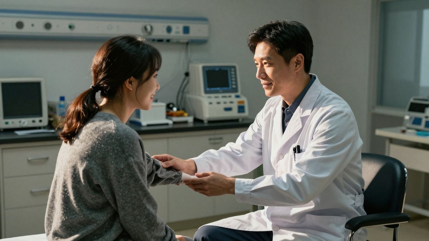 Doctor examining a patient in a clinic.