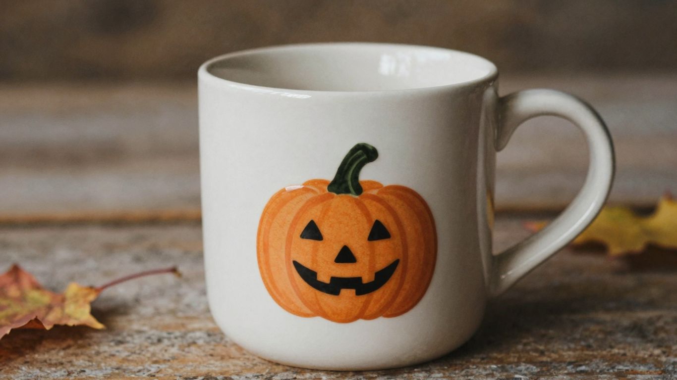 Kubek z motywem dyni na świąteczny prezent.