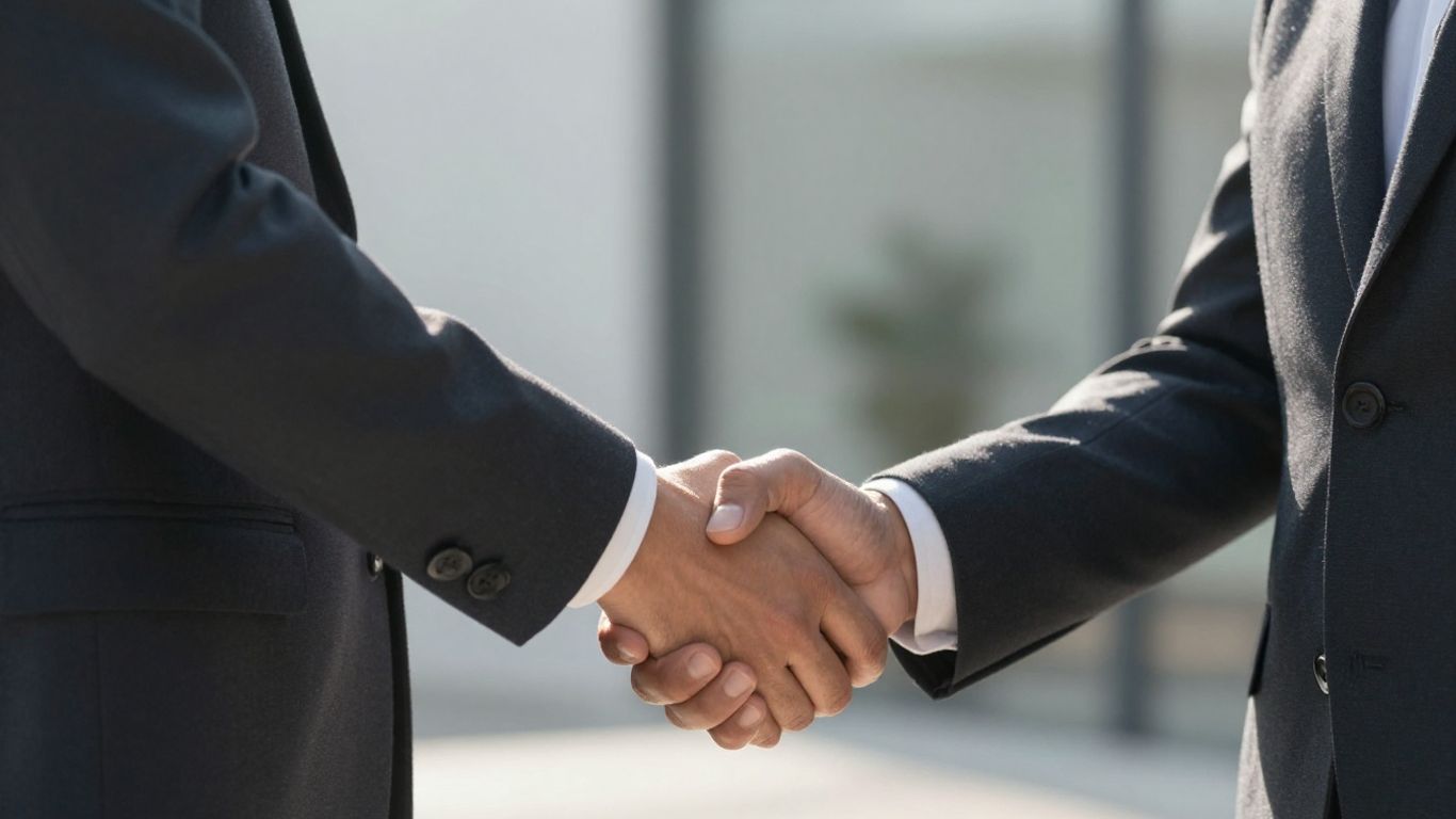 Poignée de main entre deux courtiers en accord.