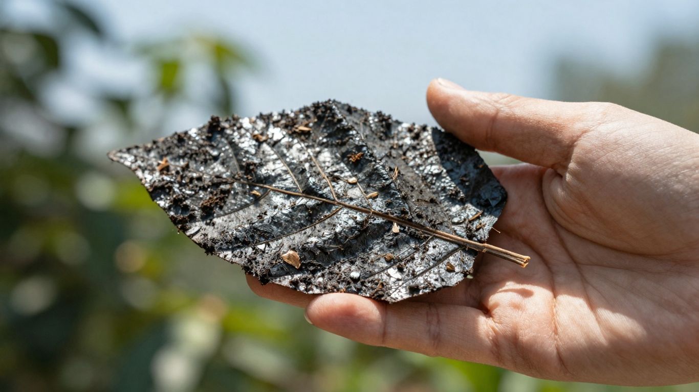 Mână ținând material biodegradabil, natură.