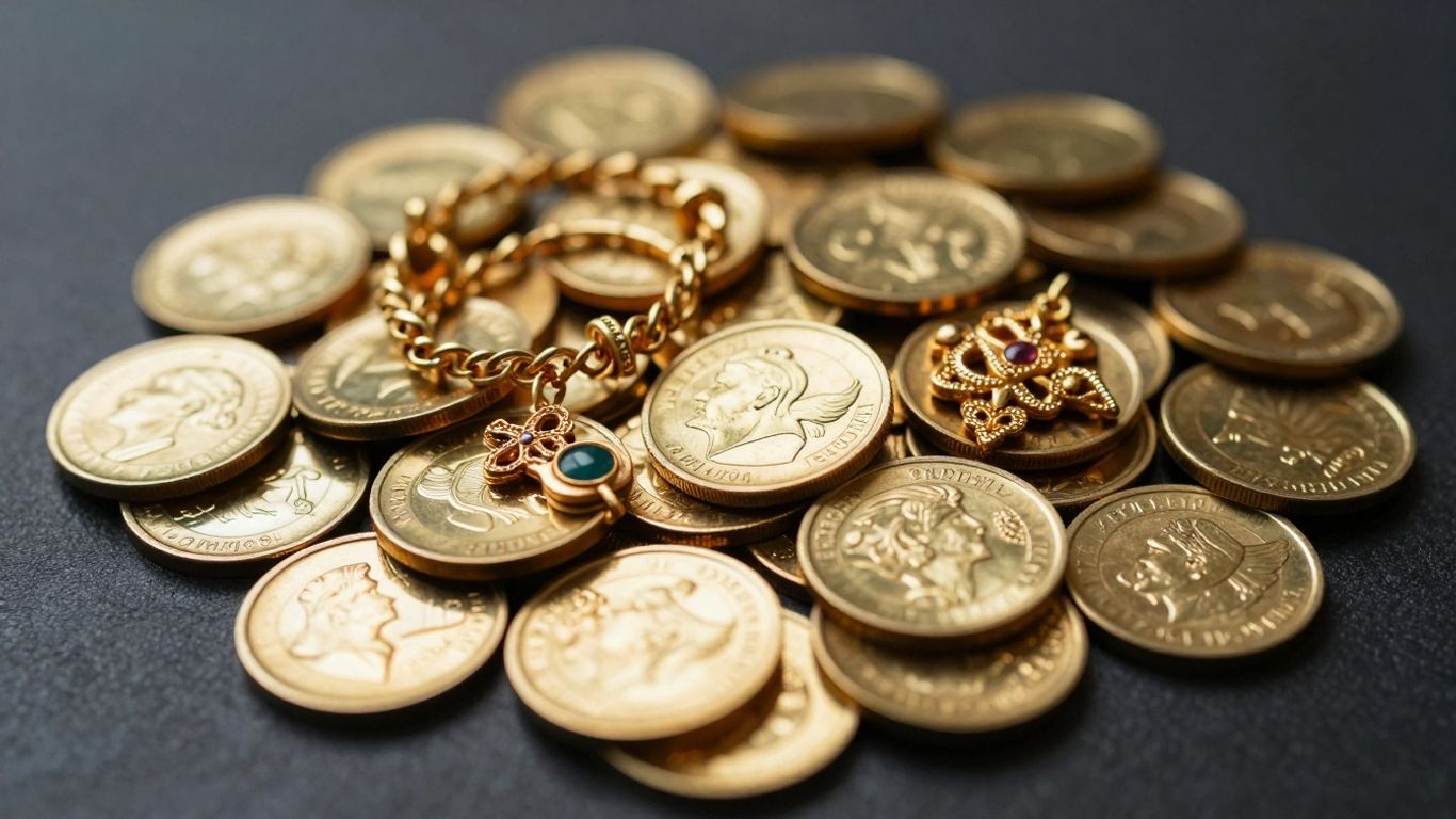 Gold coins and jewelry for sale