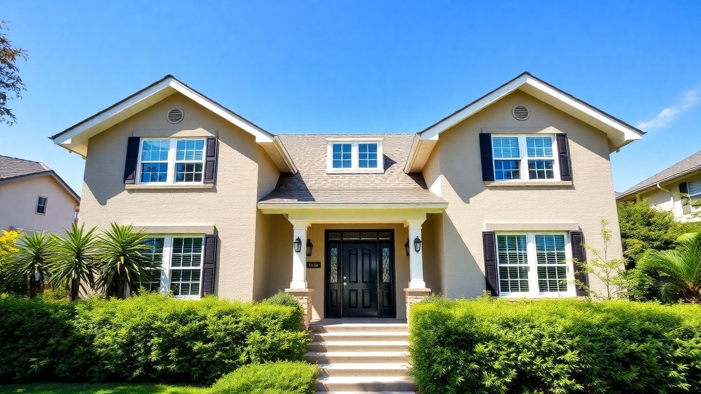 Casa moderna protegida bajo un cielo azul.