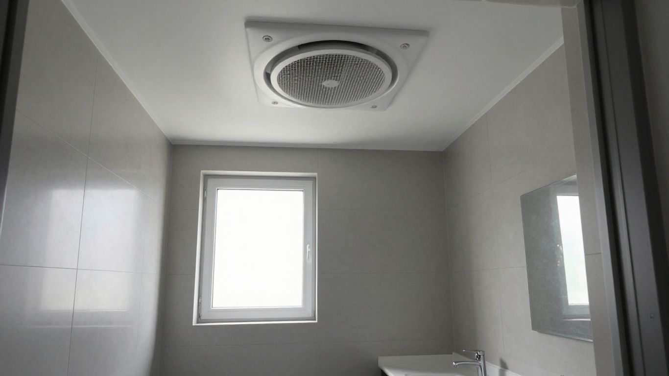 VMC dans une salle de bain moderne et lumineuse.