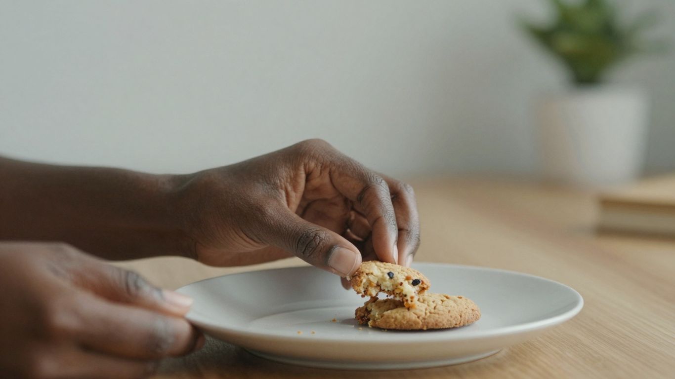 Person calmly interacting with a feared food item.