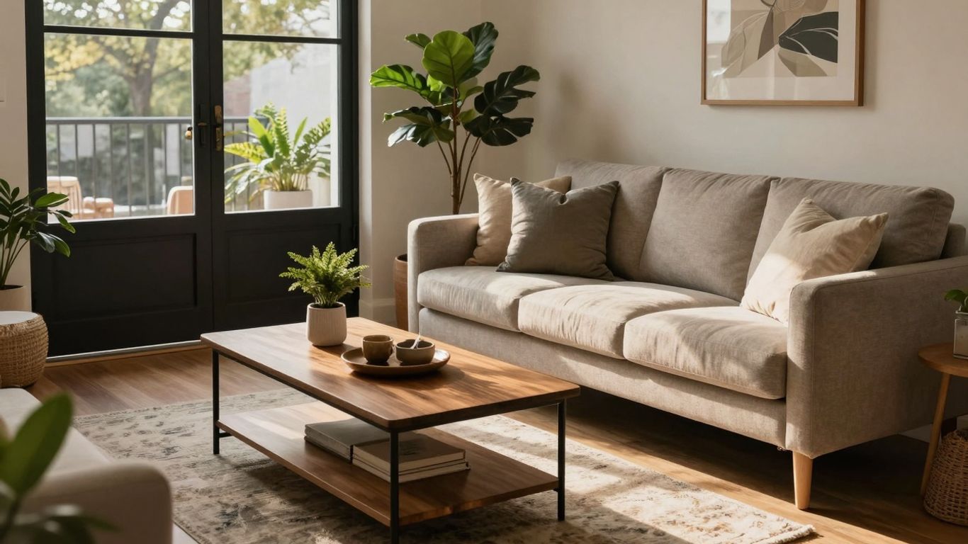 Austin Airbnb living room with stylish furniture.