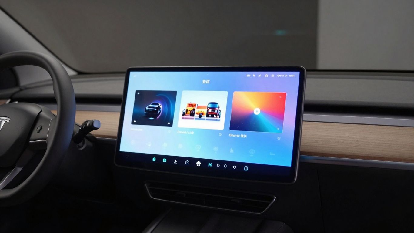 Massive car screen displaying streaming content.