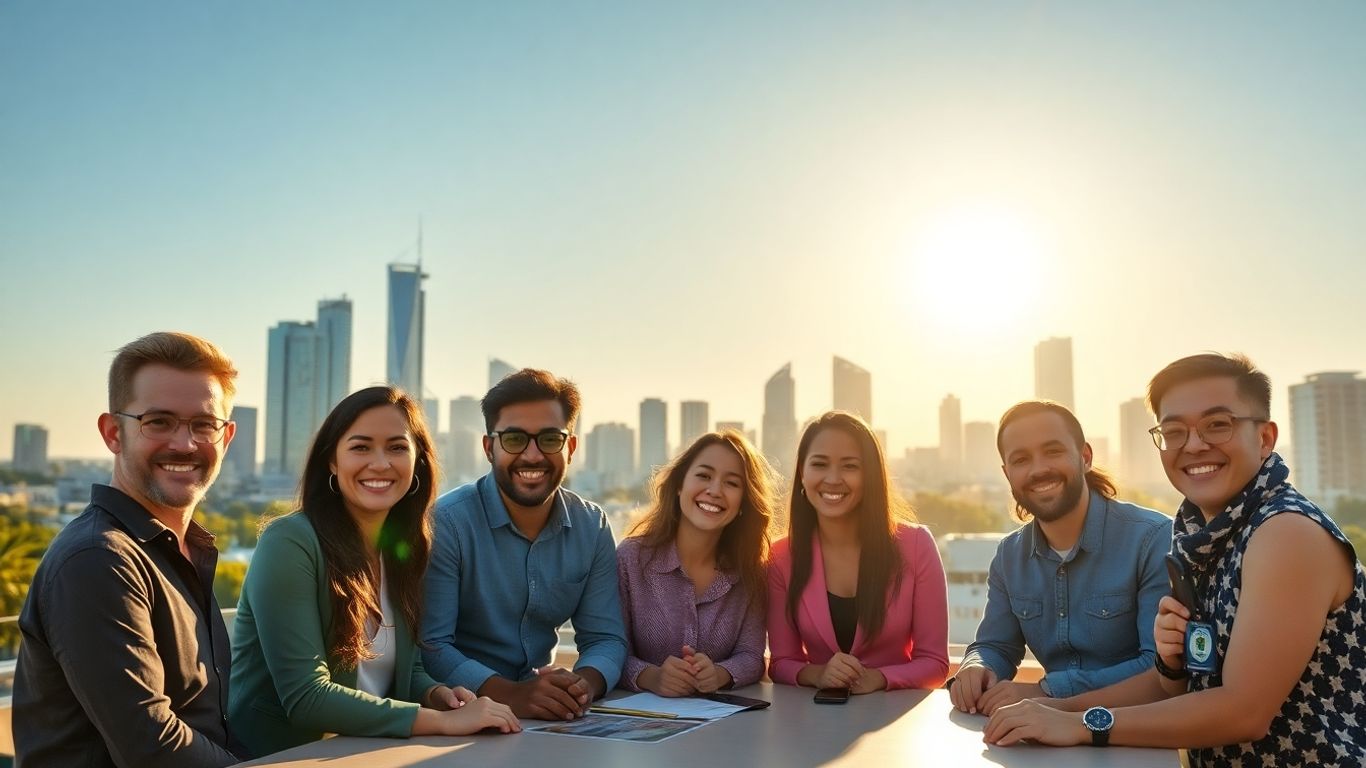 Australian entrepreneurs collaborating, suggesting business growth and government support.