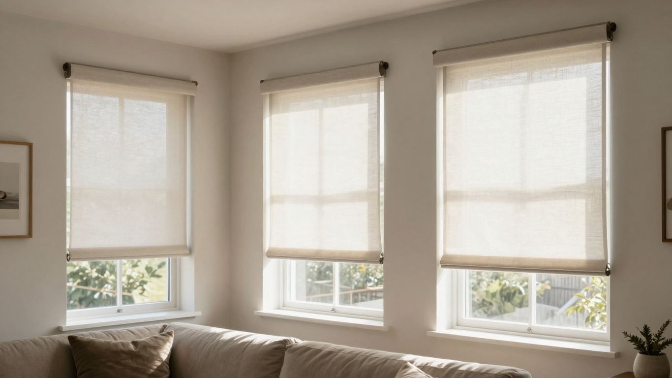 Elegant window shades in a sunlit living room.