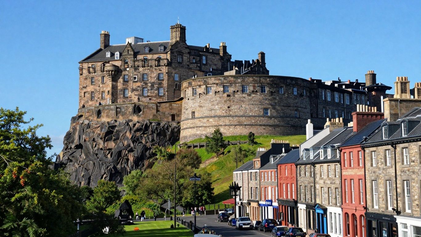 Edinburgh Castle overlooking the historic Royal Mile, Scotland.