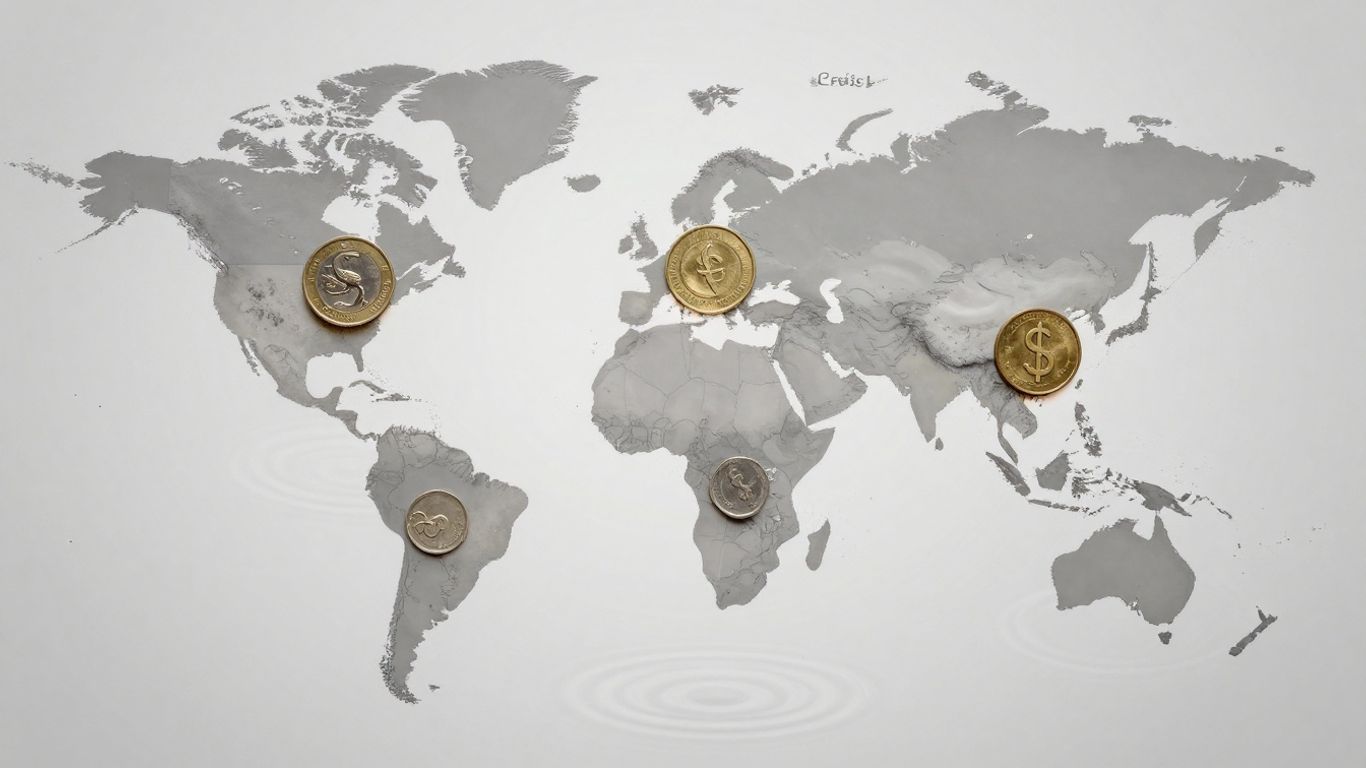 Harta lumii cu prețuri în creștere și monede diminuate.