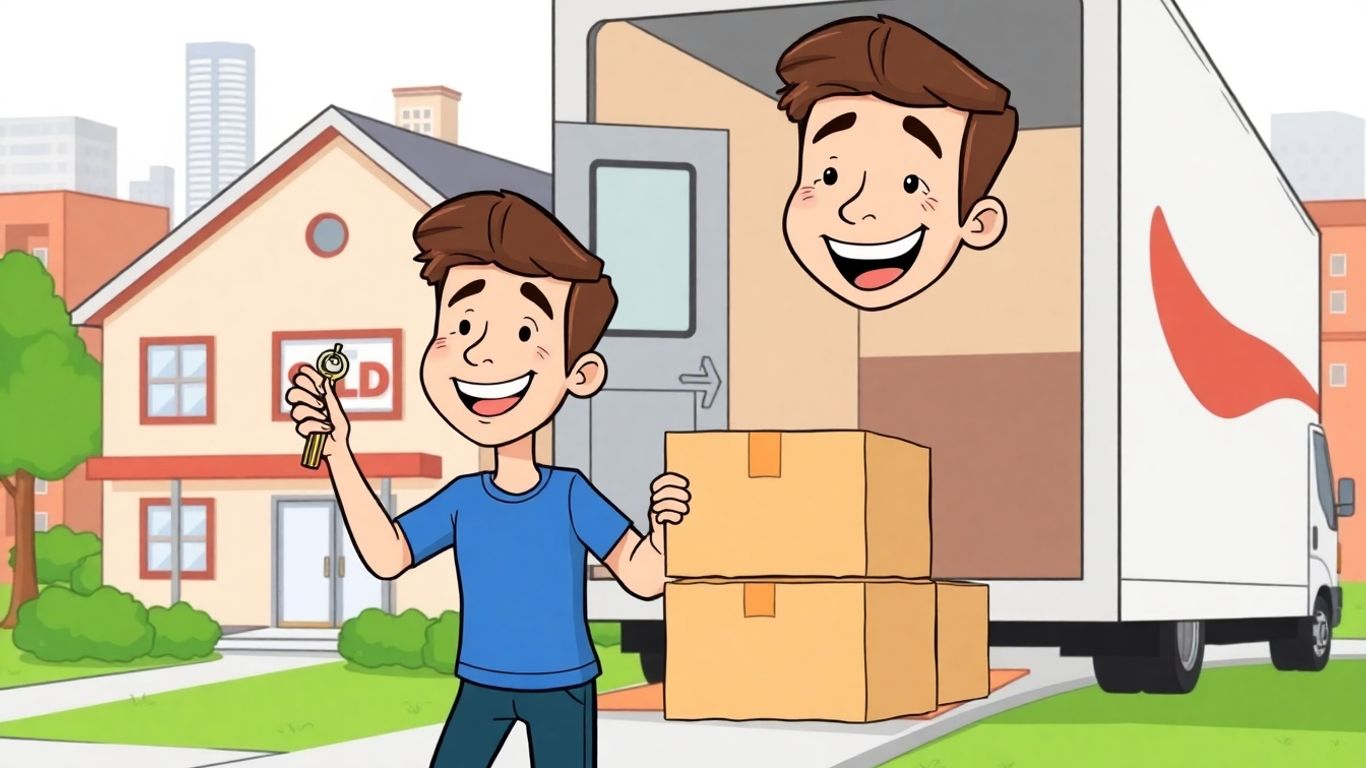 Person moving into a new home happily.