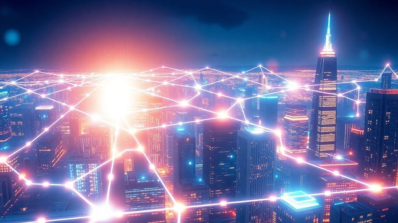 Futuristic blockchain network visualization