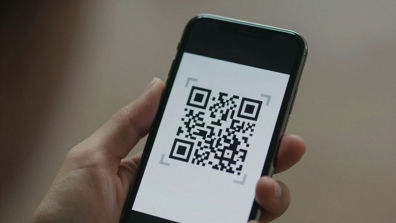 Smartphone scanning a QR code.