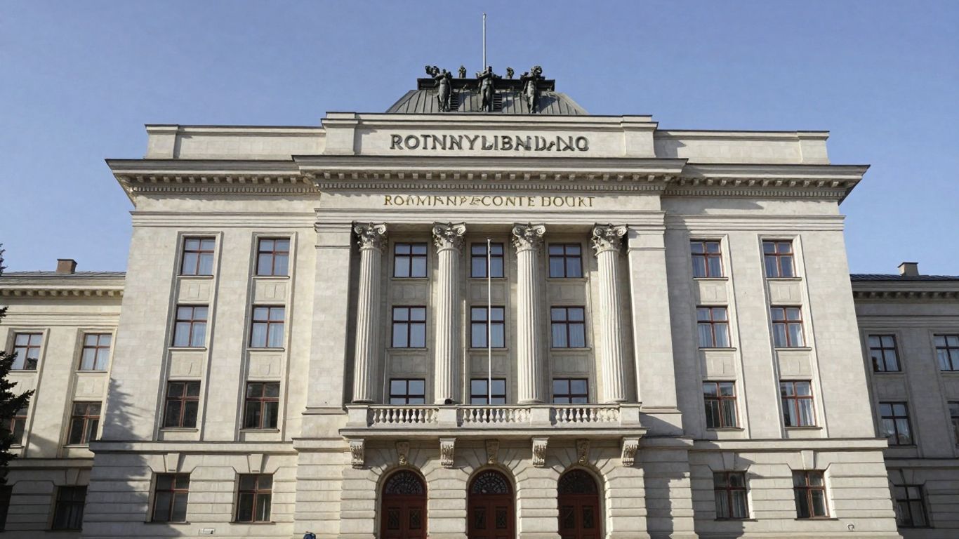 Clădirea Curții Constituționale a României sub cer senin.