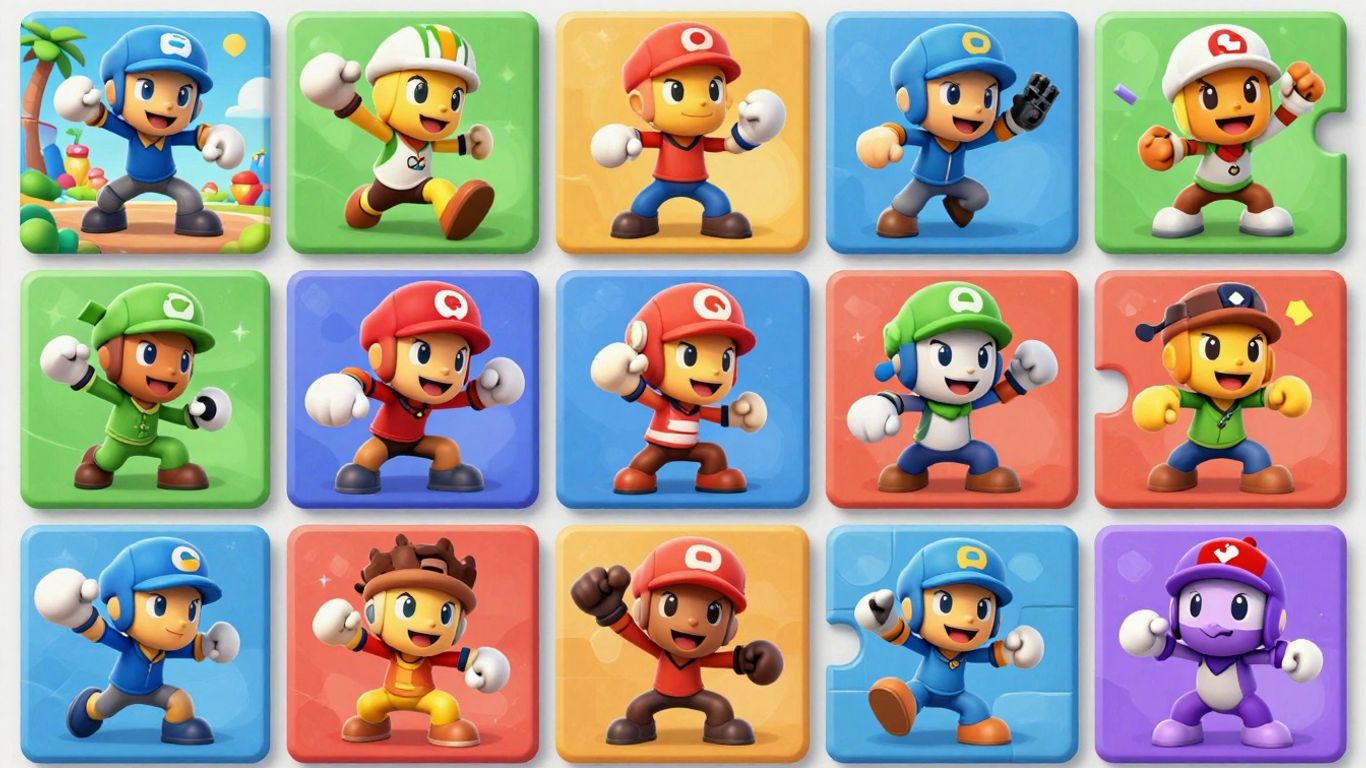 Collage of colorful Poki game characters and icons.