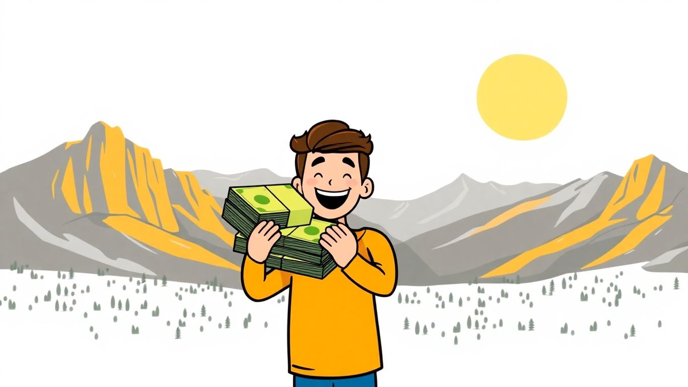 Person holding money with Utah mountains in background.