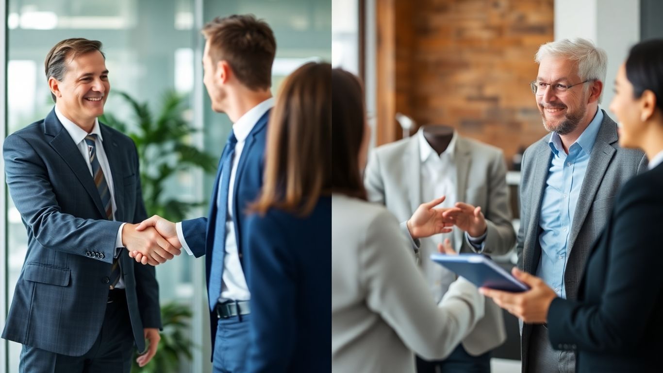 Business handshake and client consultation