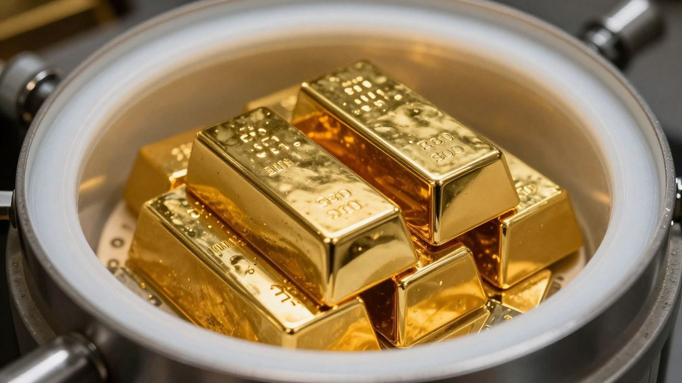 安全金库中的金条。