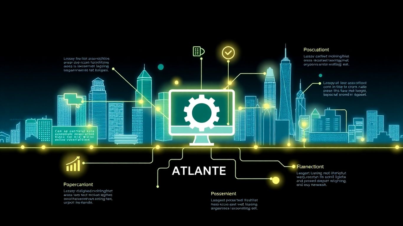 Atlanta IT support infographic with business icons and cityscape.