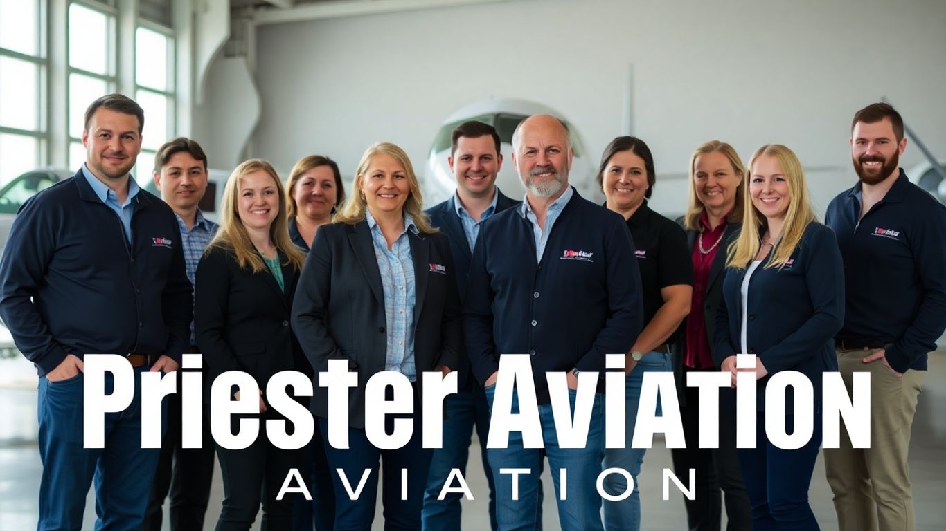 Priester Aviation team members in a professional setting.
