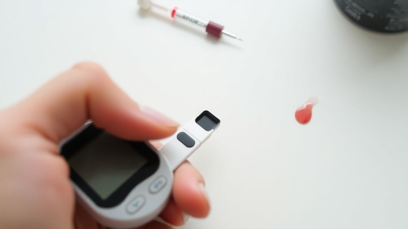 Person checking blood sugar with a glucose meter.