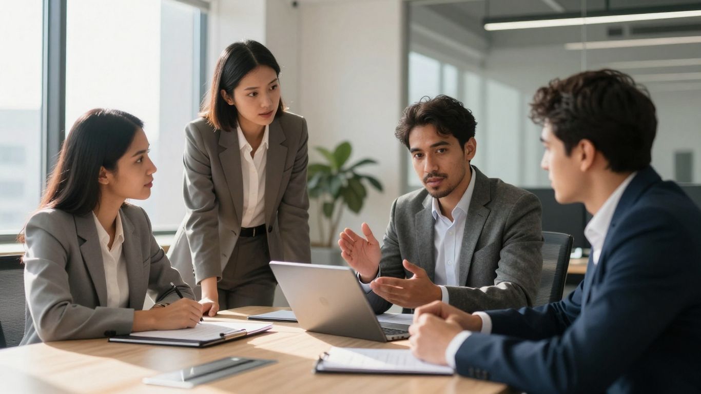 Business people collaborating in a modern office.