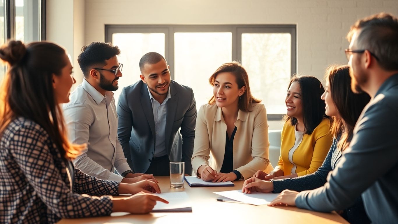 Groupe diversifié collaborant autour d'une table.