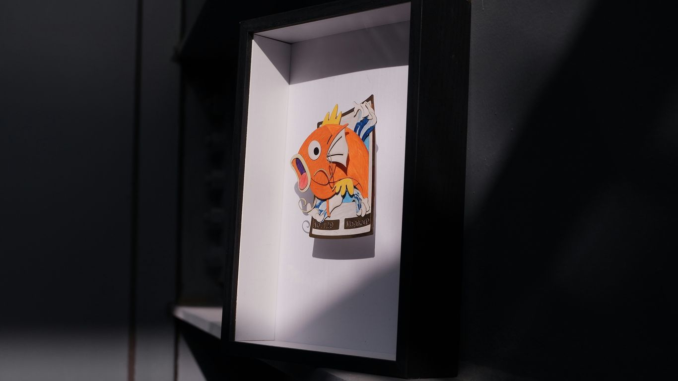 a picture of a cartoon character in a shadow box